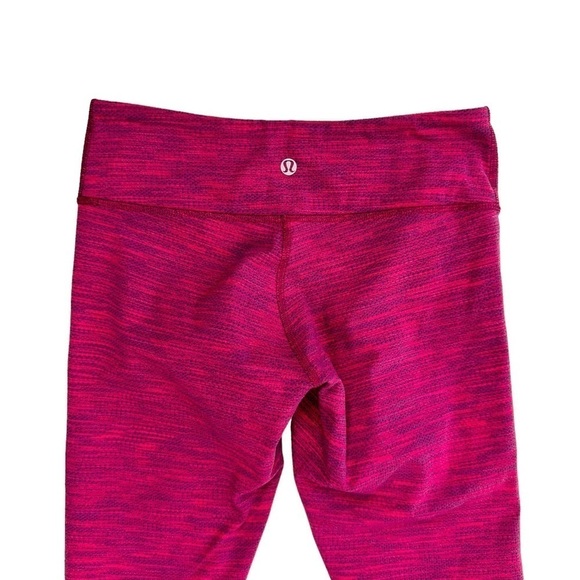 Lululemon Wunder Under Crop II red pink berry space dye leggings 4 - Picture 8 of 16